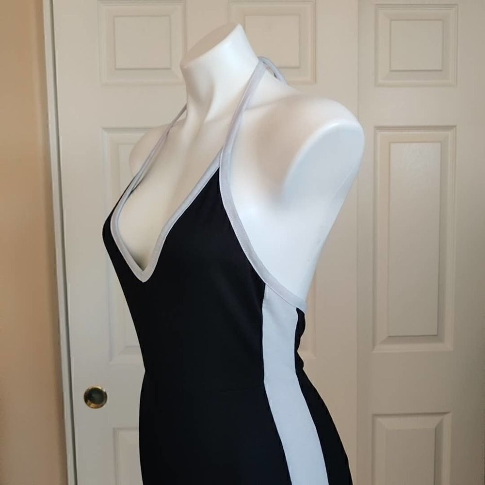 Shein deep V halter bodycon jumpsuit sz S - Picture 4 of 10
